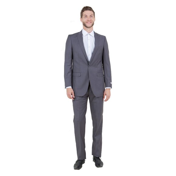 Mens 2-Piece Pick Stitch Suit, Slim-Fit Grey - Picture 7 of 7